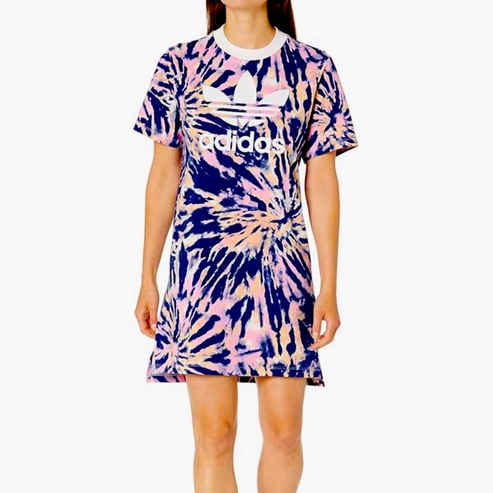 Adidas Blue and Pink Raglan Mini Dress